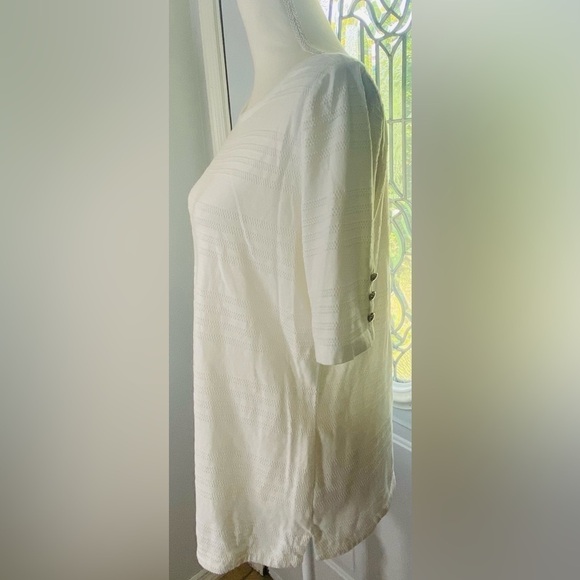 Talbots White Boat Neck Shirt Top Sz L EUC SKU0596 - Picture 2 of 4